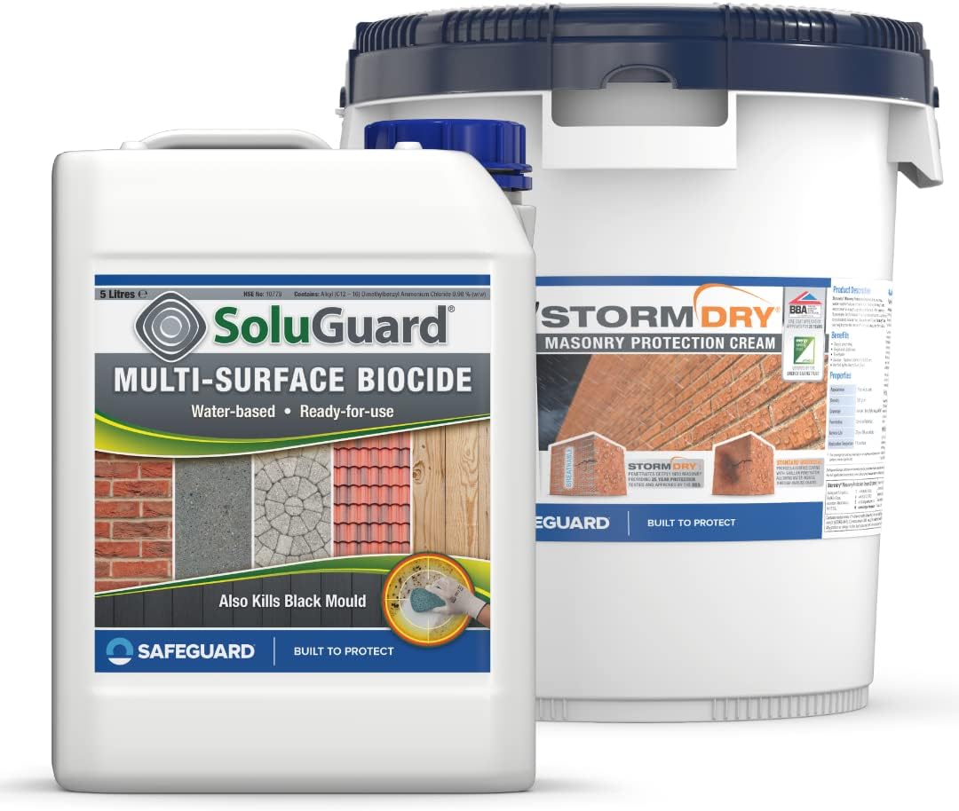 Stormdry Masonry Waterproofing Cream 20L + Soluguard Biocide - BBA Approved - 25 Year Ultimate Home Protection Bundle for Effective Wall Weatherproofing