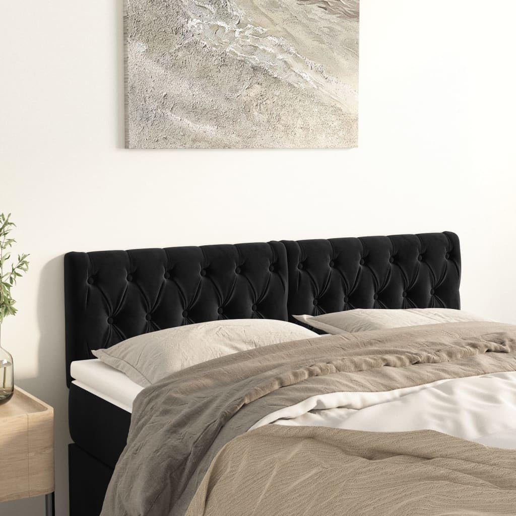 vidaXL Têtes de Lit Meubles de Chambre à Coucher Accessoires de Lit Simple Têtes de Cadre de Lit Intérieur Noir 160x7x78/88 cm Velours