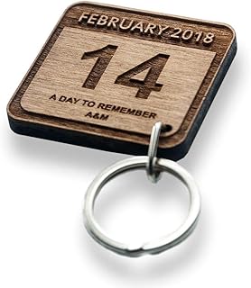 Personalised Special Calendar Day Square Keyring, Engraved Wood Keychain, Personalized, Family, Couples, Wedding, Favour, Bride, Groom, Personalised Gifts, Romantic, Message, Motivational