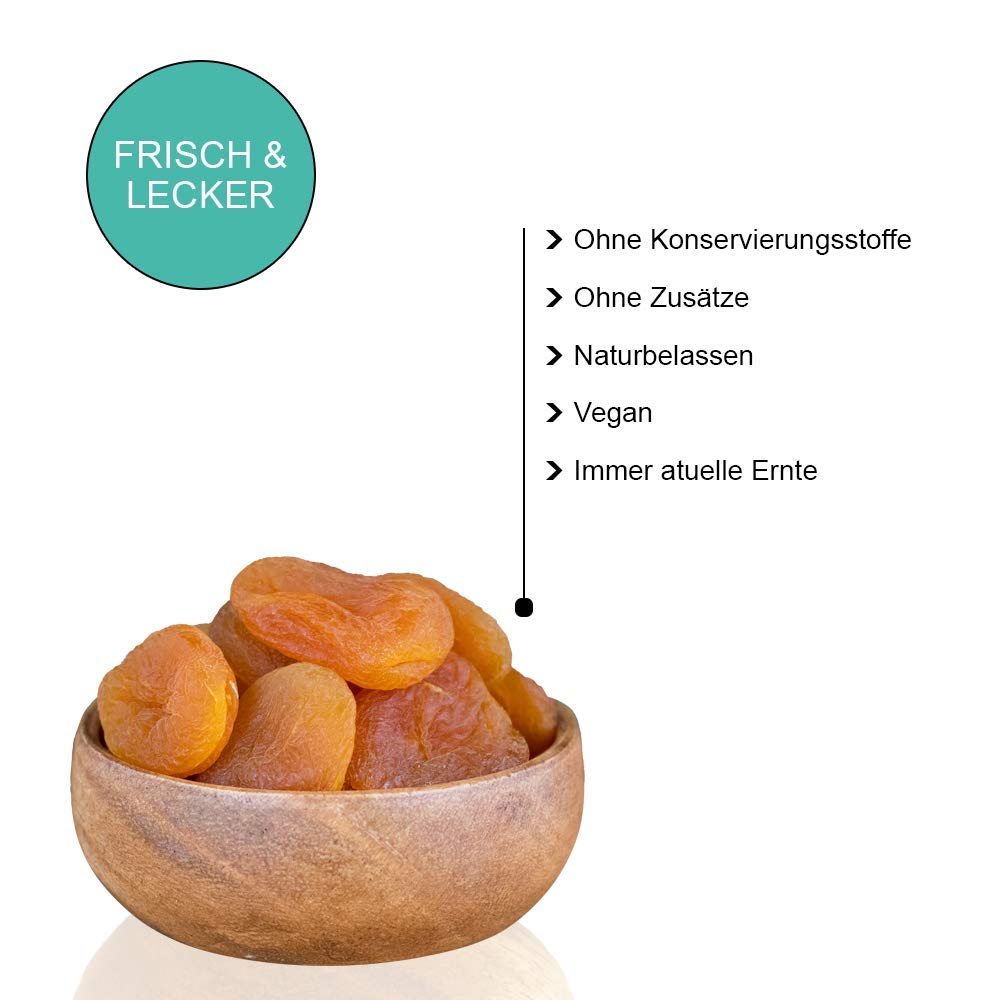 Aprikosen getrocknet naturbelassen geschwefelt ungezuckert ohne Stein ganz wiederverschließbare Verpackung 1kg - 5kg (2,5kg)