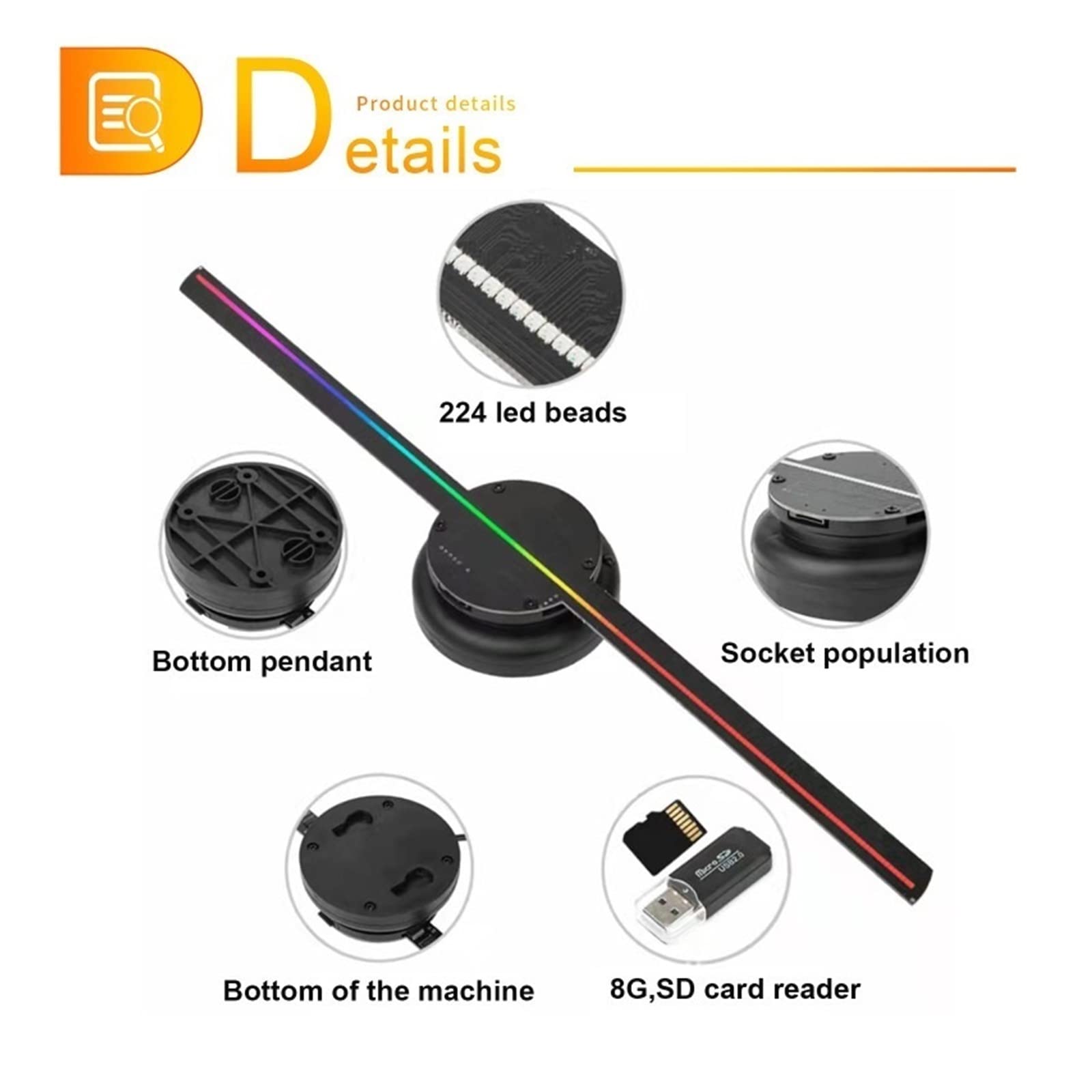 iumLeap 3D Hologram Fan,t40 Normal Holographic Projector,Remote Control Advertising Machine,for Exhibition