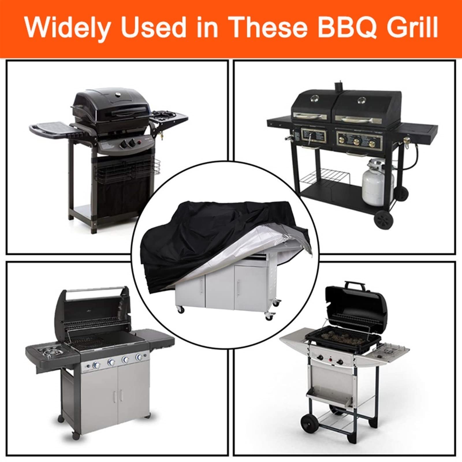 1PC 190 T/210D pokrowiec na grilla przeciwkurzowy wodoodporny do Weber Heavy Duty Charbroil pokrowiec na grill przeciwdeszczowy pokrowiec na grill okrągły (Color : 153x72x112cm)
