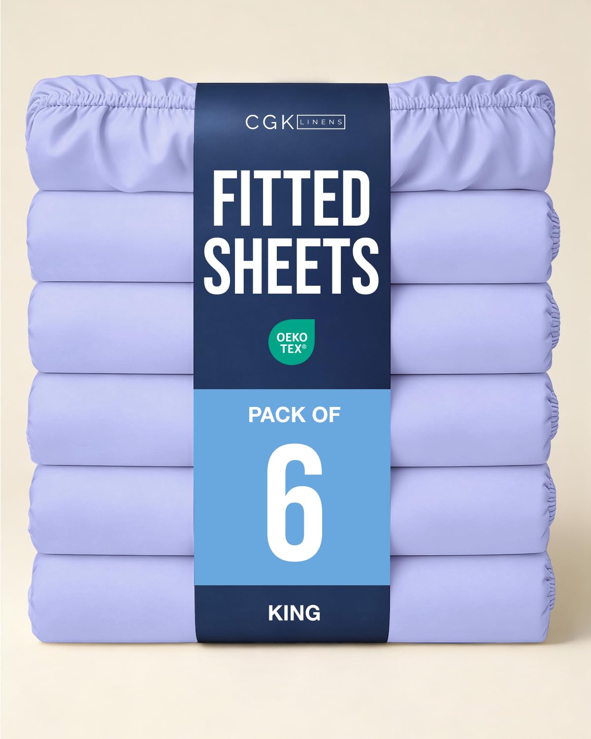 King Fitted Sheet - Pack of 6 Single Fitted Bottom Sheet Only - Lavender