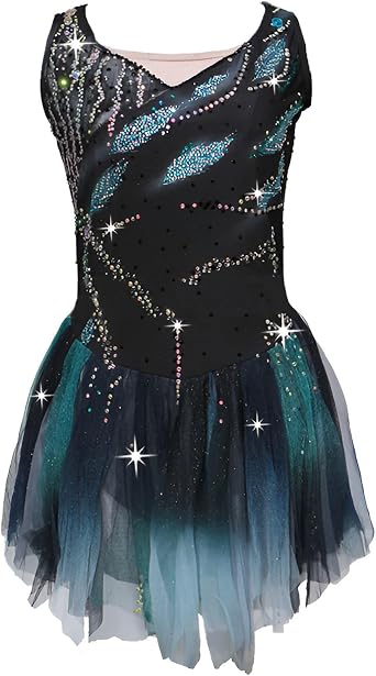 Girl's High Elasticity Sparkling Figure Skating Dress, Women's Ice Skating Dress for Competition, Customizable