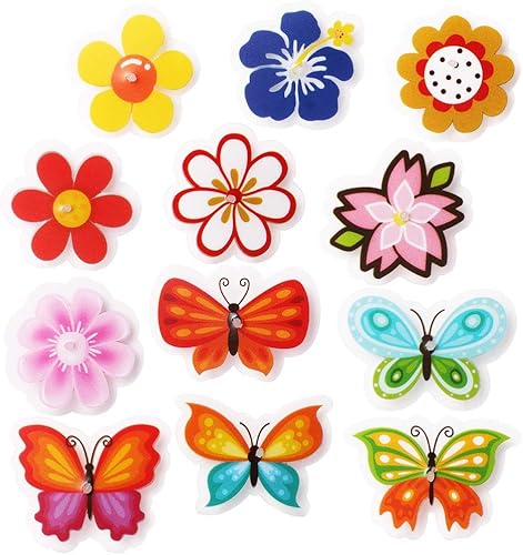 Miniatura 6 de Decoraciones de radios de rueda de bicicleta, 24 accesorios de flores y mariposas con clip, divertidas decoraciones de radios de bicicleta para