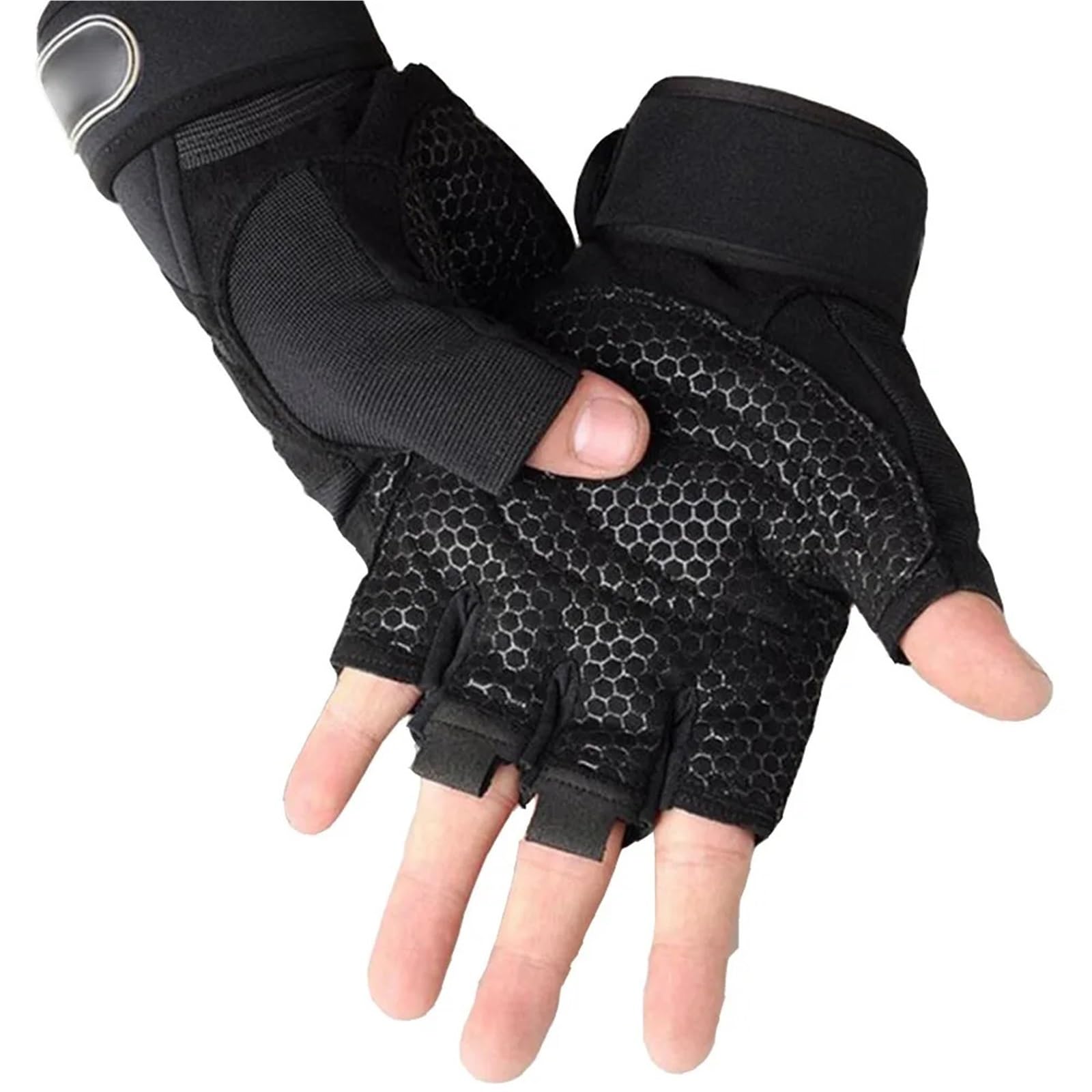 Rękawiczki z odkrytymi palcami, 2 pary damskich rękawiczek rowerowych bez palców(Black Blue,X Large)