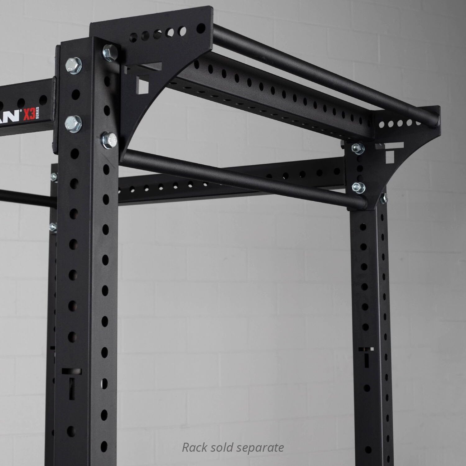 Titan Fitness Rack Mounted Dual Pull-Up Stabilizer Bar Fits T-3 or X-3 Series Power Racks, 32mm Grip, 2" x 3" Stabilizer