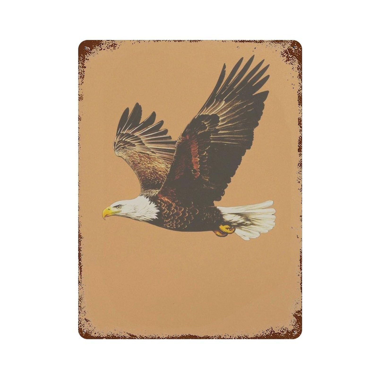 xiaoxiaoshen Bald Eagle Bird Patriotic Wildlife Soaring Rustic Animal Wall Decor Art Metal Tin Poster Modern Home Decor Art Home Bar Shop Decorations Vintage Sign 40x30cm