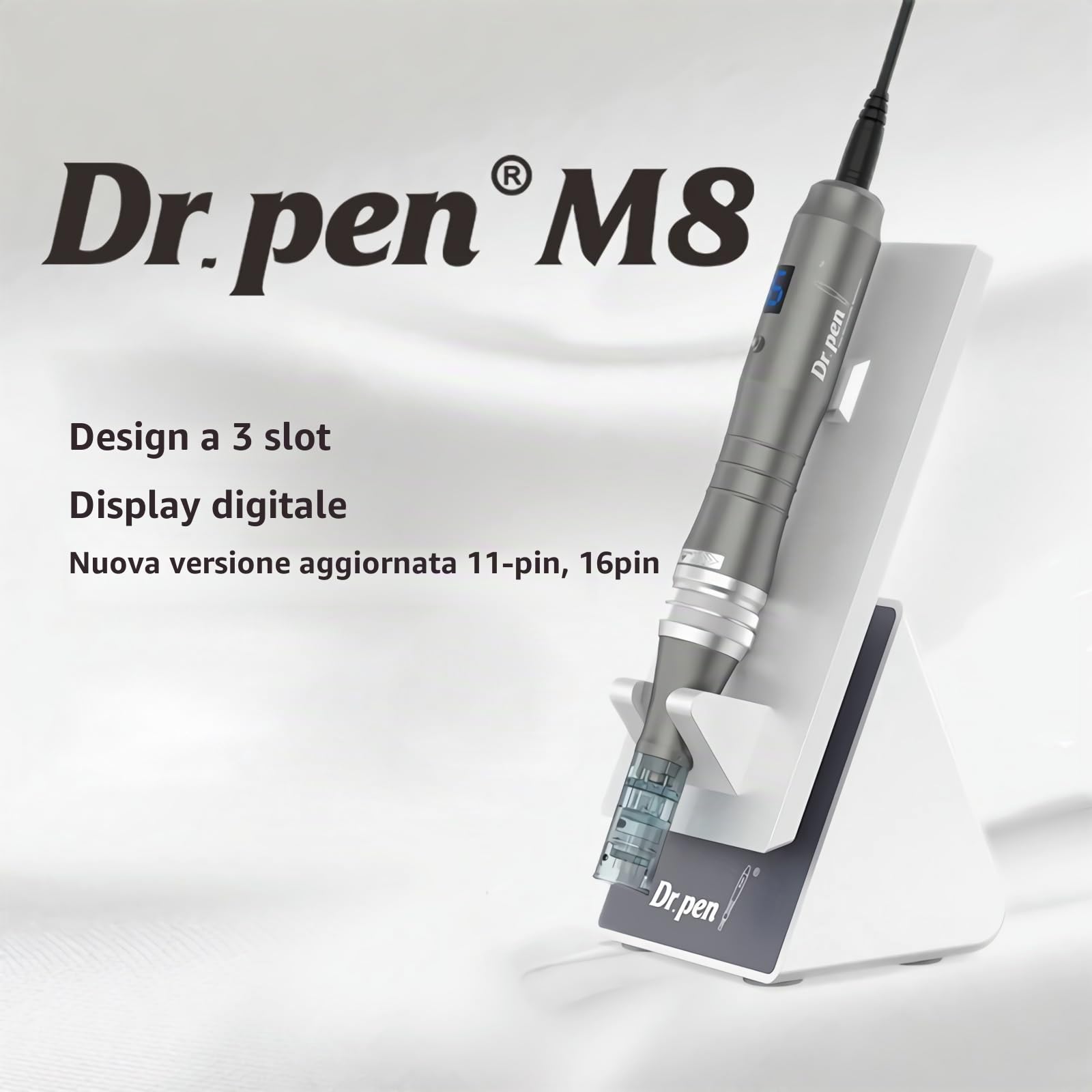 Dr.pen Microneedling Ultima M8, Penna Professionale Micro Derma Wireless con 22Pz Aghi, Kit di Cura della Pelle Magica per Rughe, Smagliature, Cicatrici e Trattamento della Perdita dei Capelli