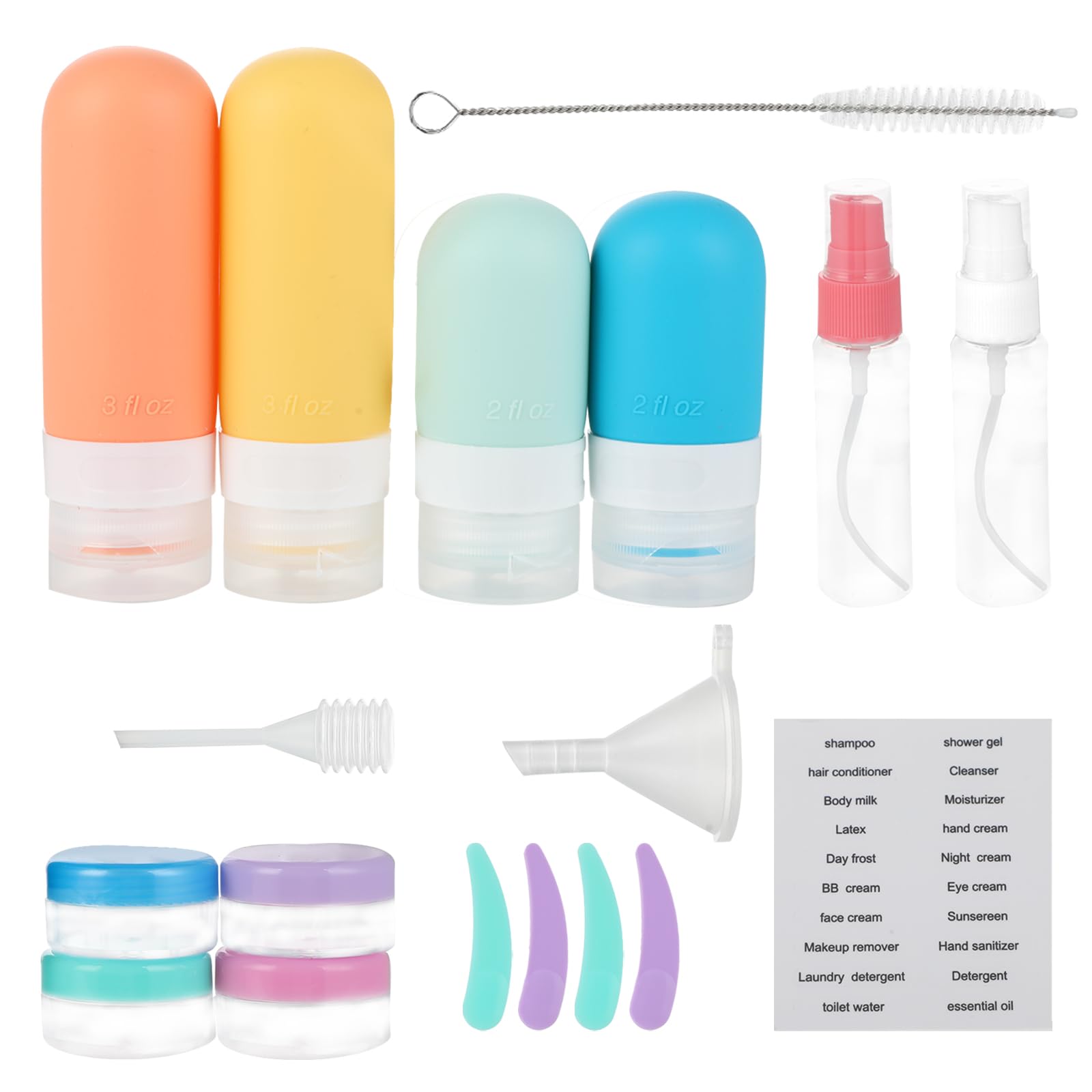 Bottiglie da Viaggio in Silicone Set - 18 Pezzi Contenitori da Viaggio - Kit da Viaggio per Aereo - Accessori per Flaconi da Viaggio - Per Shampoo/Liquidi/Lozione