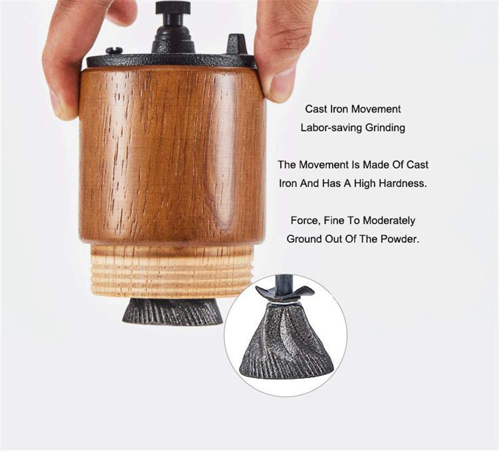 Manuelle Kaffeemühle Holz Kaffeemühle mit Gusseisen-Frässtift, Große Kapazität Holz Handkurbel, Tragbar Verstellbar (Helles Holz)