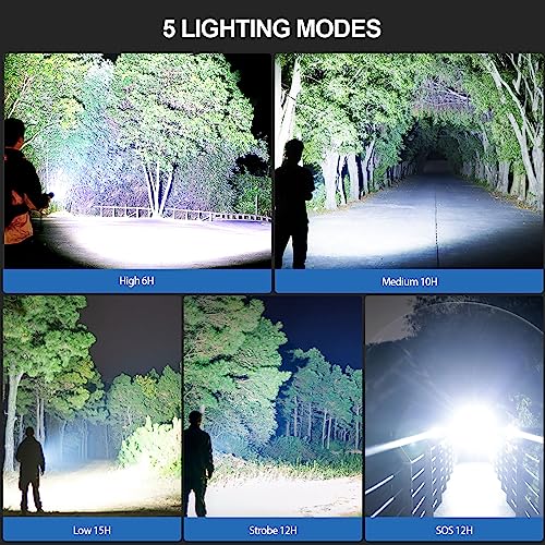 Sigoobal Rechargeable Flashlights High Lumens, 200,000 Lumens Super Bright Led Flashlight With 5 Modes,Waterproof Powerful Flashlight Max 12 Hours Runtime For Camping, Alone Walking #TOP4
