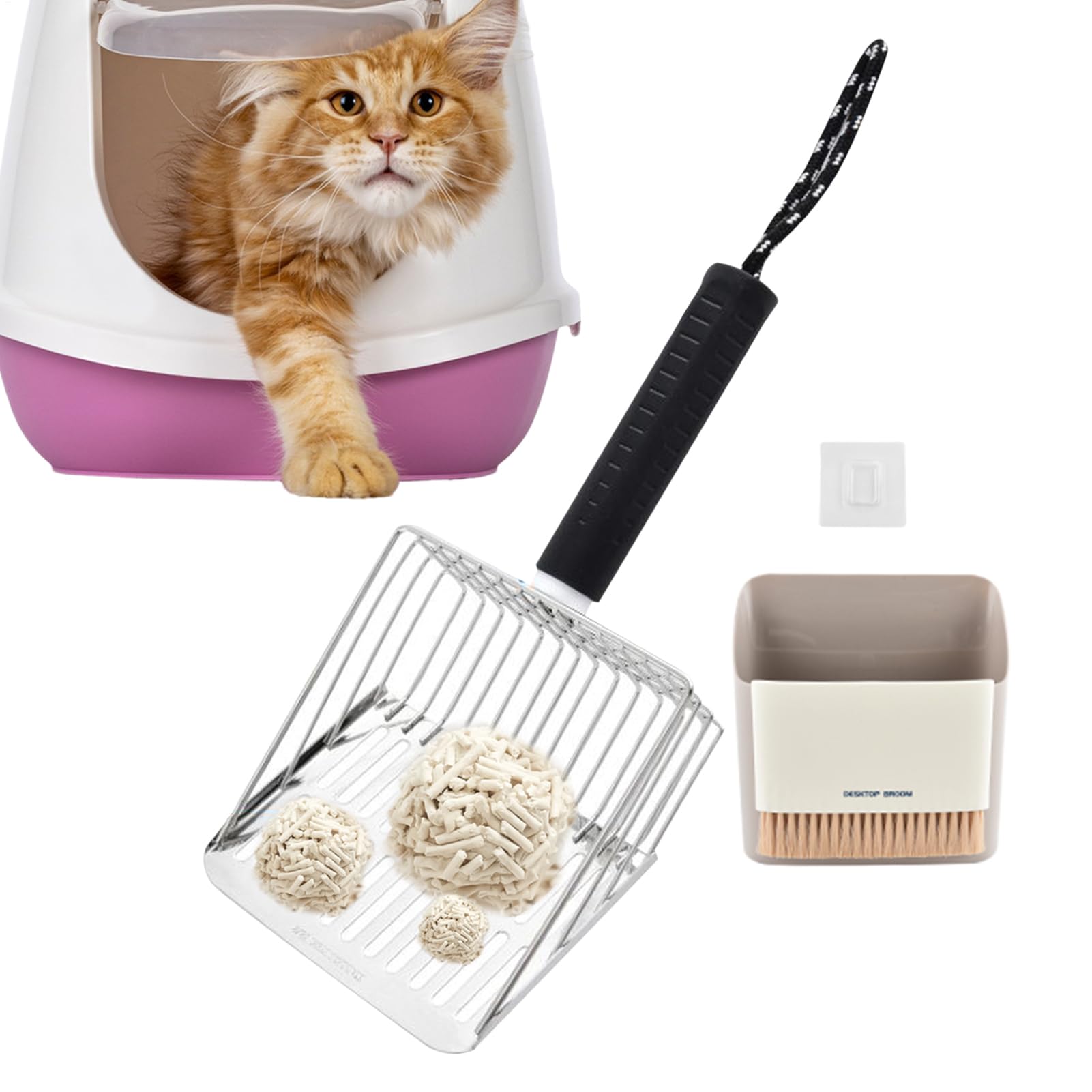 Pelle à litière pour chat avec support compact pour entretien quotidien du bac