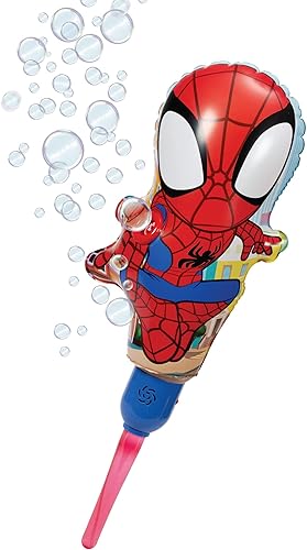 Spider-Man - Máquina de burbujas para globos Exclusiva máquina de burbujas inflable para niños Incluye un soporte y una solución de burbujas