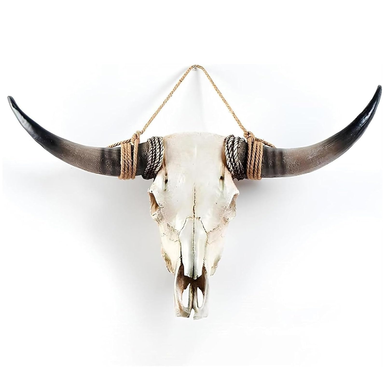 XUHCLY Cow Skull Wall Decor, Long Horn Cow Skull Wall Hanging Decor,Wall Hanging Faux Longhorn Skull,Faux Taxidermy Animal Head Handmade Wall Decor Home Sculpture,Faux Bull(Size:78x62cm,Color:Brown)