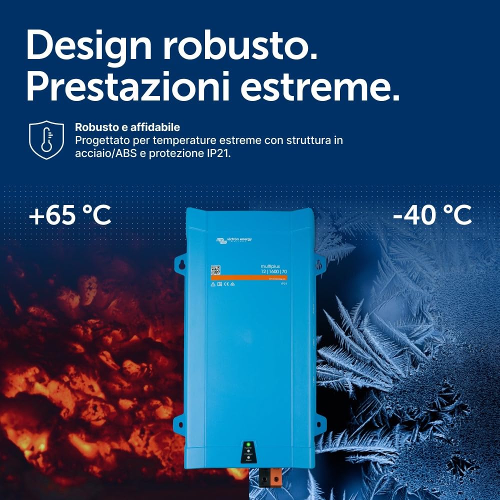 Victron Energy MultiPlus 1600VA 12-Volt 230V Inverter Onda Sinusoidale Pura 70 amp Caricatore Batteria