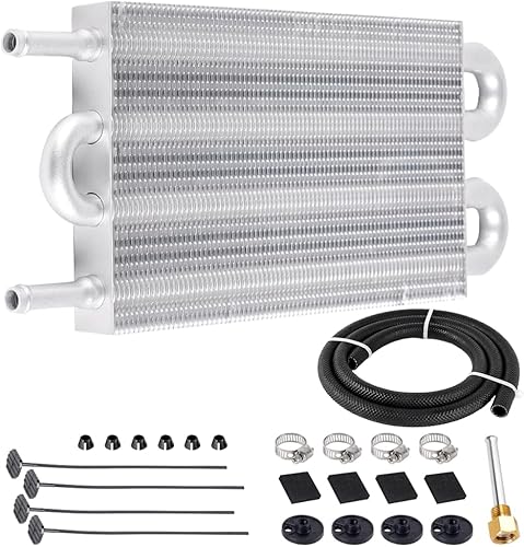 BARTOO Kit de enfriador de aceite universal de transmisión de 516 pulgadas, kit de enfriador de aceite de aleta y tubo de 4 pasos de aleación de