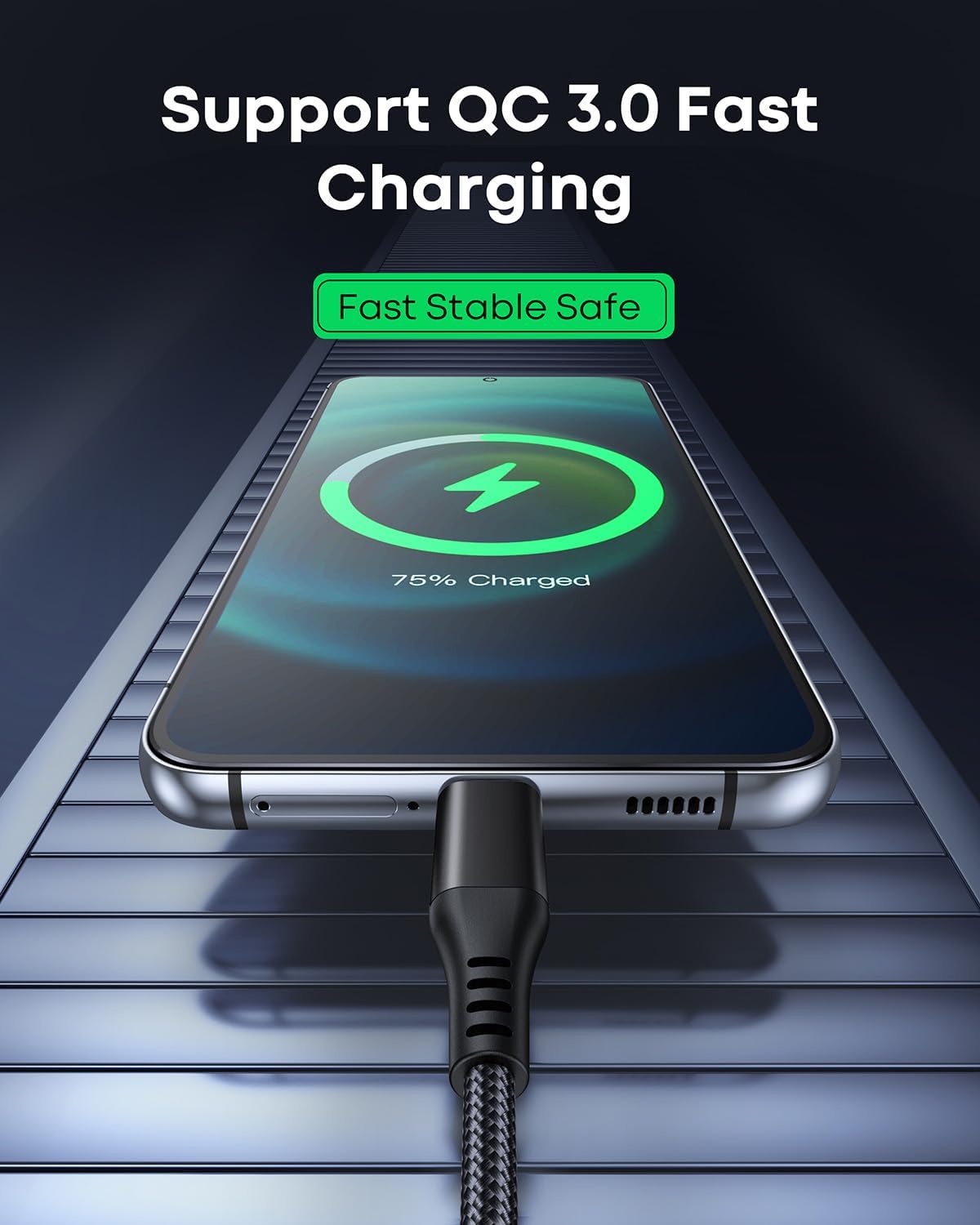 Cable USB C a USB C, cable de carga rápida de 60 W, nailon trenzado de alta calidad, cargador tipo C extra largo de 15 pies