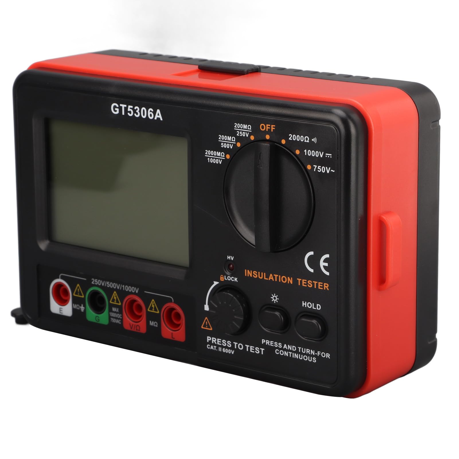 Digital Insulation Tester Megohmmeter LCD Display 1000V, with Backlit Display, Multifunctional for Home Maintenance