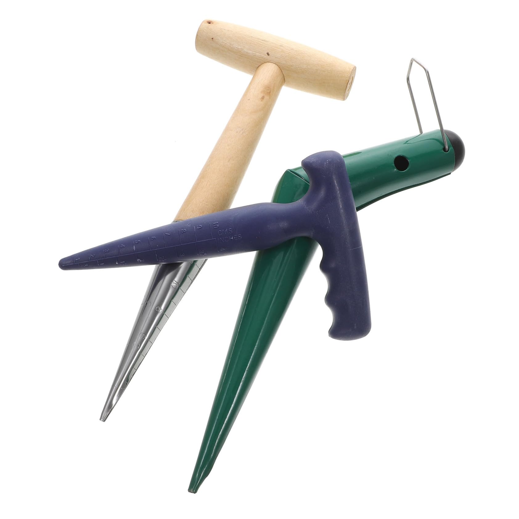 Toddmomy Ergonomic Wooden Hand Puncher Garden Hole Digger Tool for Sowing Planting and Transplanting