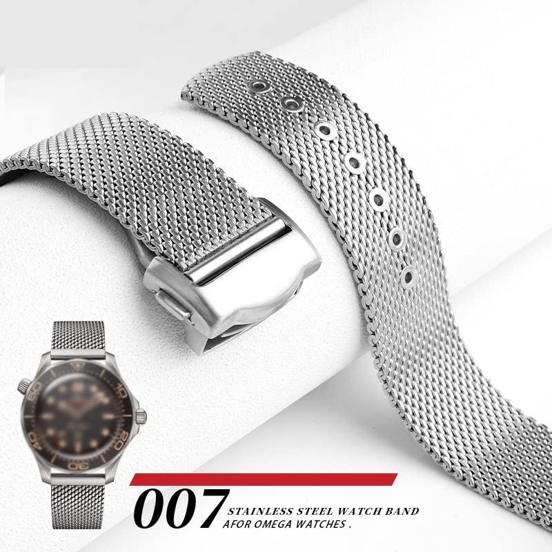 Bracelet Omega 007 James Bond en acier 316L maille milanaise 20mm élégant - 2