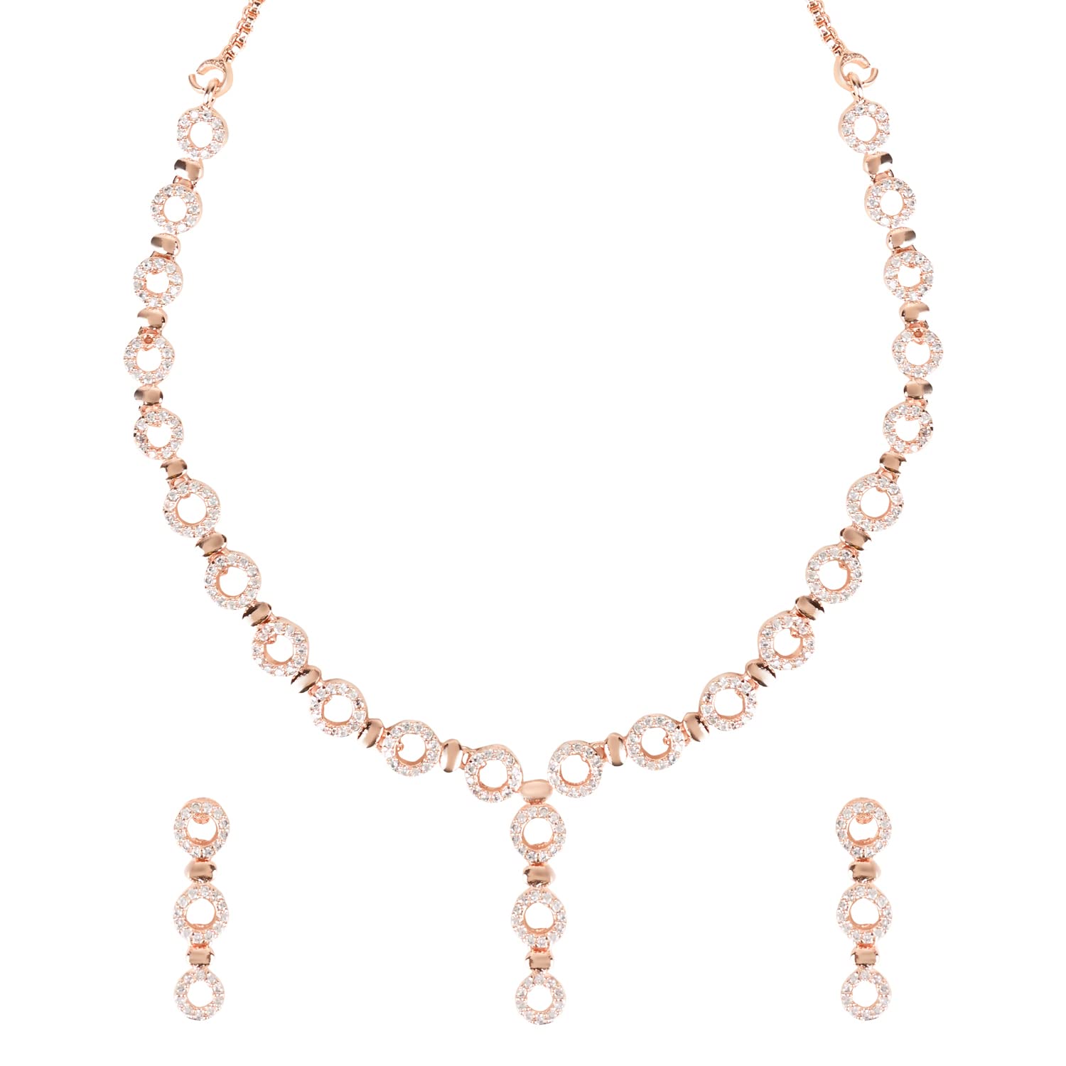 I Jewels Stylish Rose Gold Plated Cubic Zirconia American Diamond CZ AD Necklace Jewellery Set For Women & Girls (AD0026RG) (B0BQRNRJQJ) Amazon Price History, Amazon Price Tracker