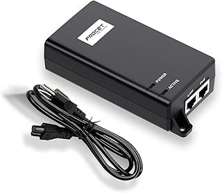 Procet Single Port Active Gigabit PoE Power Injector gigabit poe Switch Port gigabit poe for Most Surveillance Cameras, Access Points,VoIP Phones,PT-PSE101G-AT