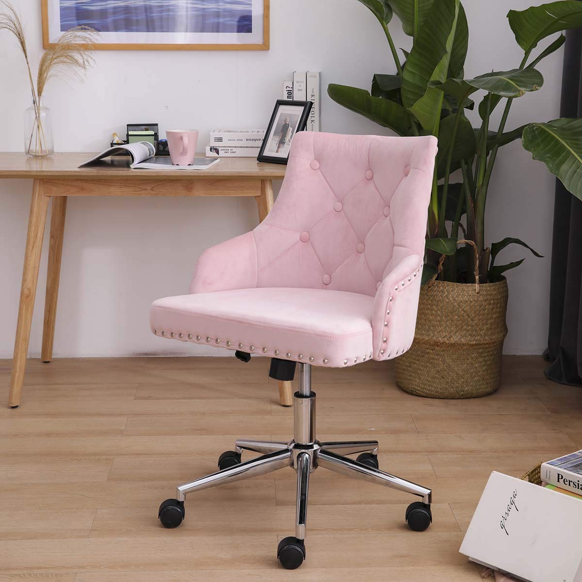 Hironpal Modern Velvet Office Chair Armchair Office Living Room Bedroom Accent Chair Ergonomics