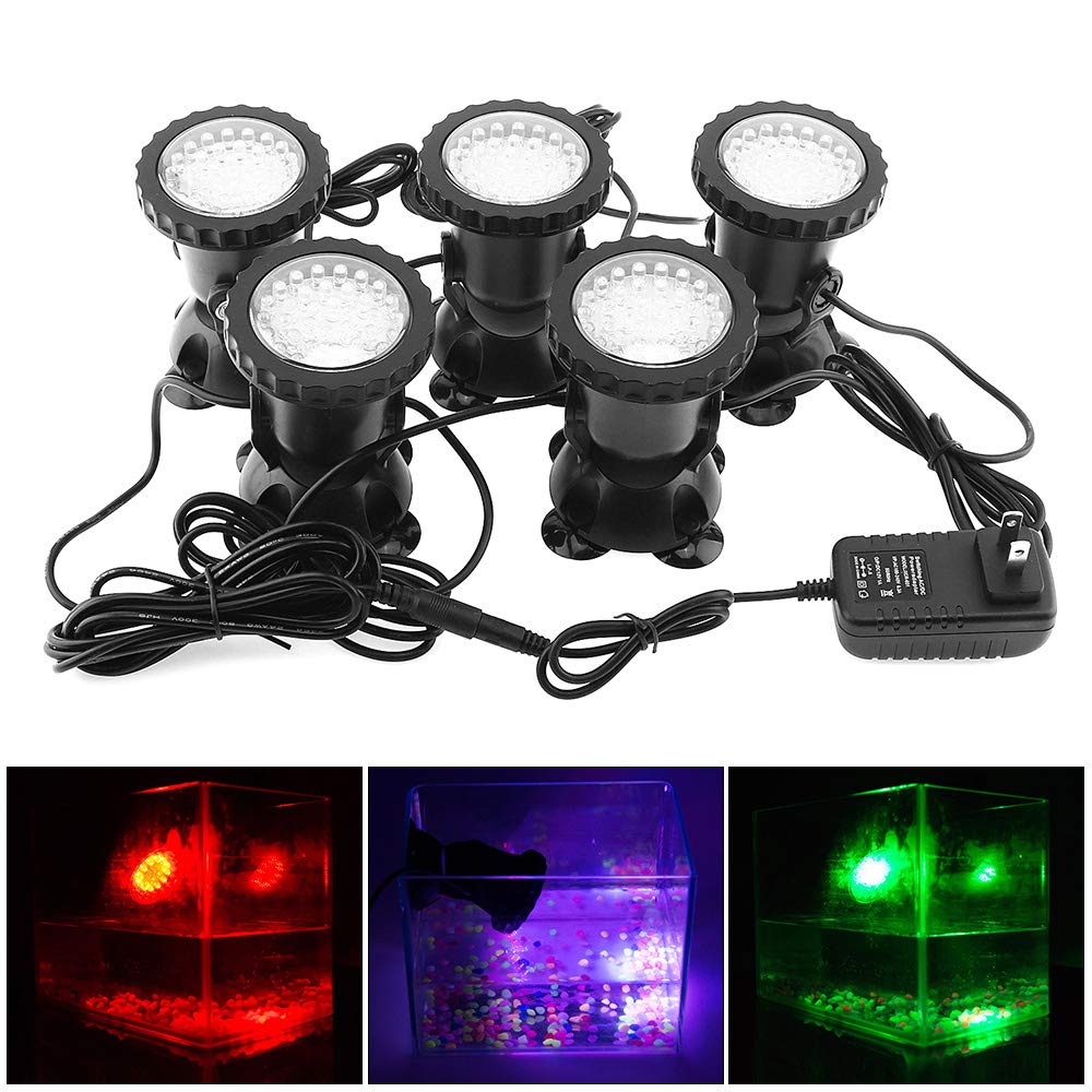 Luz subacuática a prueba de agua RGB que cambia Color 36 foco LED fuente luz pecera piscina estanque acuario lámpara jardín Resistentes Al Agua Seguras(1 Light with remote)