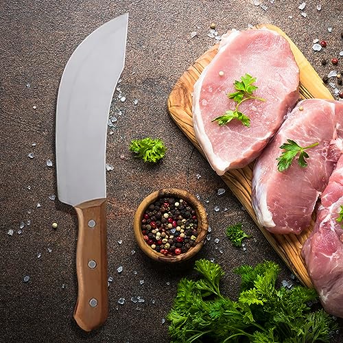 Image of Machado German High Carbon Stainless Steel Conical Edged Cleaver, Peeling, Paring, Boning Knives, Suitable for Cutting Vegetables, Fish, etc for Kitchen, Hotel, Restaurants - 12 in