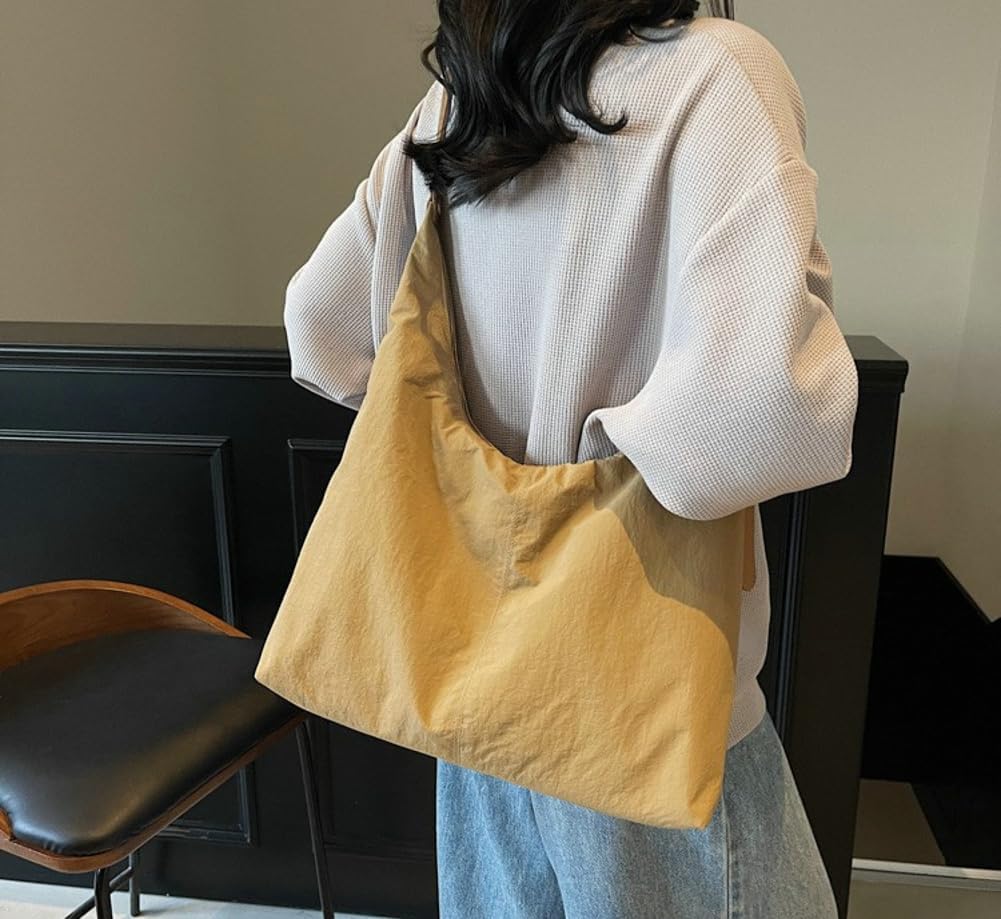 Slouchy Nylon Crescent Bag for Women Hobo Purse Lightweight Work College Bag Waterproof Shoulder Crossbody Bags 2025