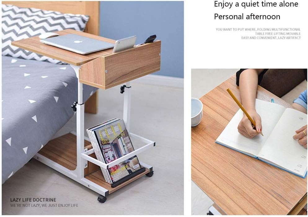 Table de lit réglable avec roulettes bureau assis debout pour chambre - 3