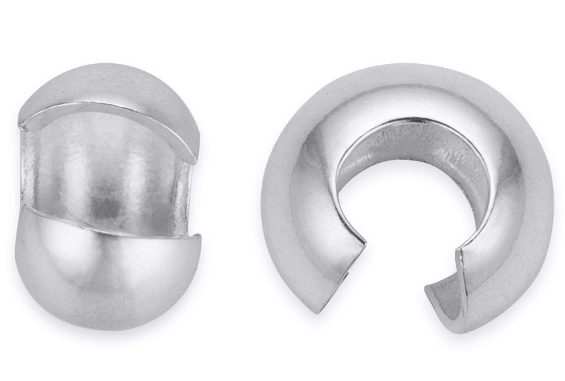 100 Pieces Sterling Silver Crimp Covers 3.2 mm