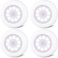 STAR-SPANGLED 4-Pack 3.1" Dimmable Touch Puck Lights - AA Battery Stick-On LED Lights, 3 Color Modes for Kitchen, Closet, Cabinet