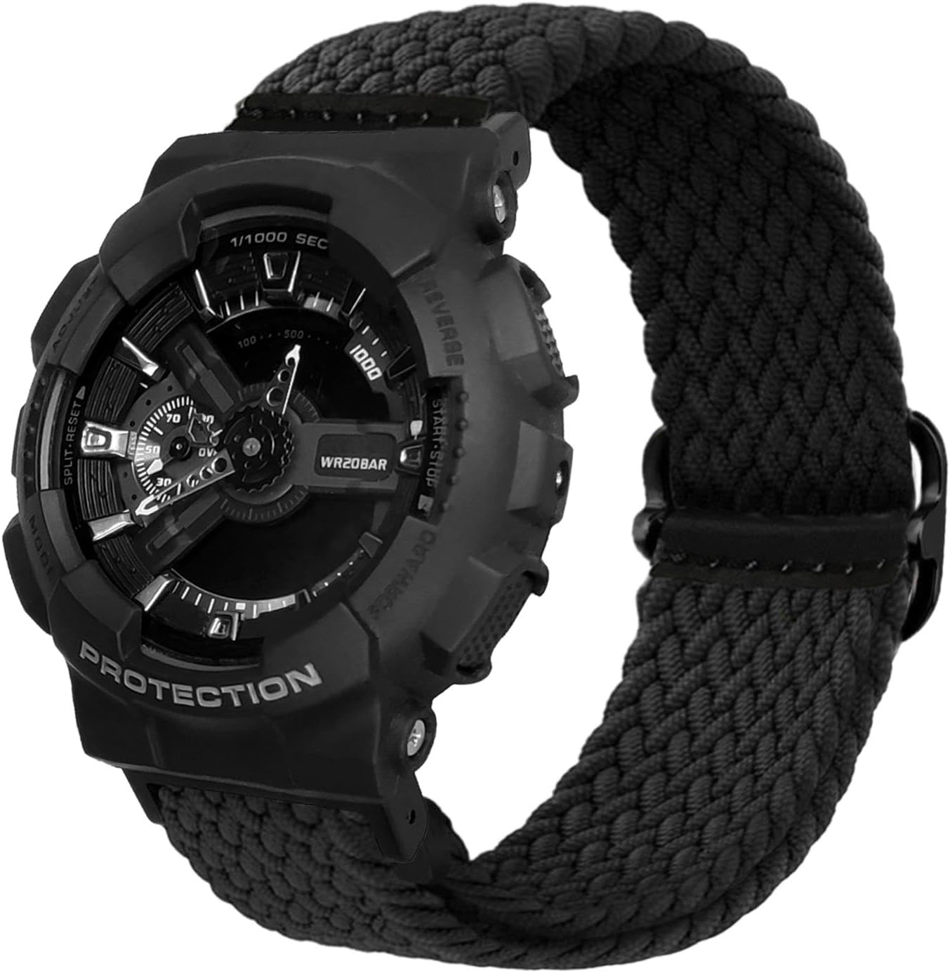 Stretchy Solo Loop Watch Bands for Casio gshock DW-5600/8900, Soft Elastic Adjustable Braided Wristband Strap with Adjustable Buckle for Casio GA-100/GW-B5600/GB-5600 /GW-6900