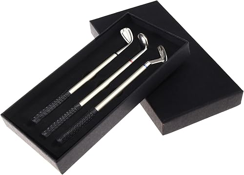 Juego de 3 bolígrafos de golf con caja de almacenamiento, decoración de golfista, regalo de regalo