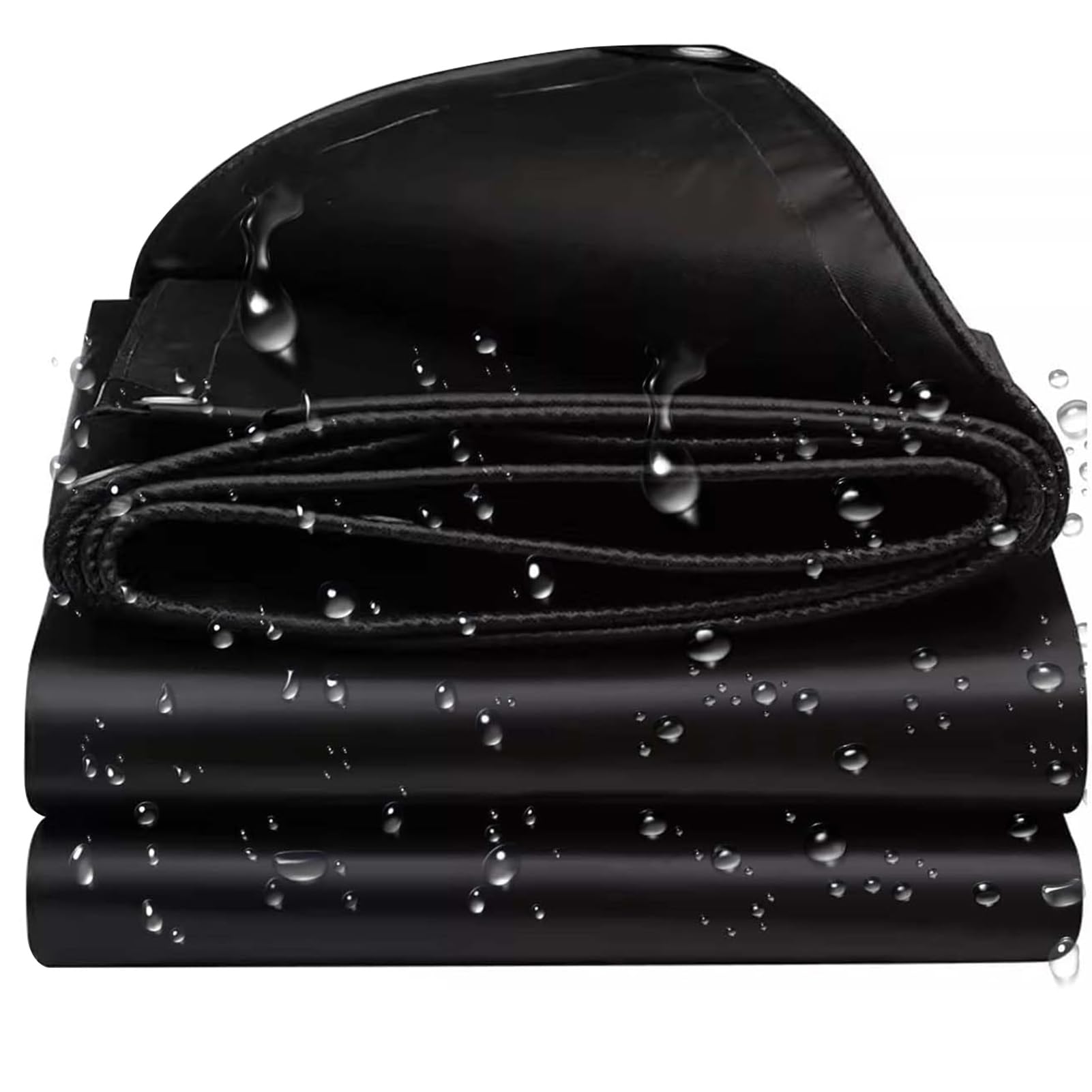 Waterproof Tarpaulin Heavy Duty Tarp, 500g/㎡Black Multi-Purpose Protective Cover, UV and Tear Resistant, Outdoor Canvas Tarps(1.5x1.5m(4.9ftx4.9ft))