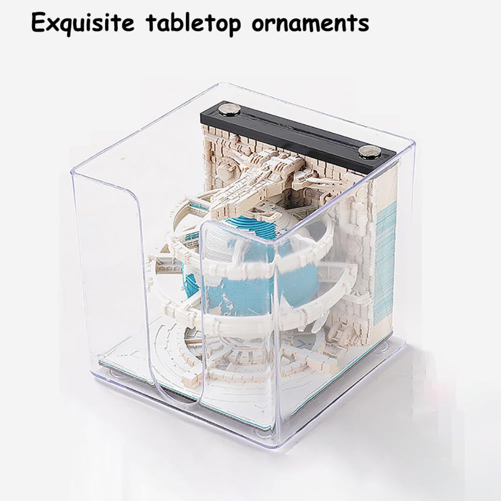 Abreißbarer 3D-Papierkunst-Notizblock-Tischkalende 3D-Kalender, Abreißkalender 2025, 3D-Papierschnitzkalender mit Erdthema, Kunstwerk-Ornamente, (Blu)