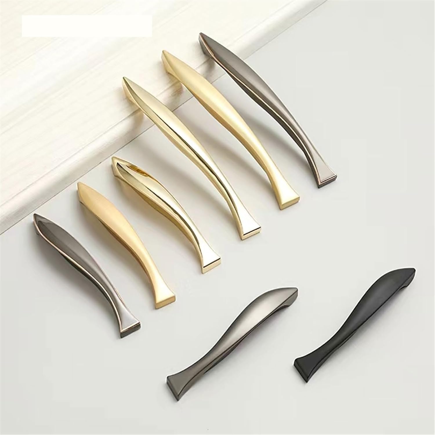Drawer Handles Zinc Alloy Fishtail Type Cabinet Handles Kitchen Closet Handles Furniture Handles Furniture Accessories 1Pcs (Color : Bright Gold 128mm)