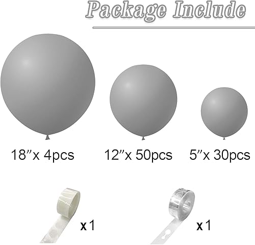 Miniatura 2 de 84 globos grises pastel kit de arco de guirnalda de globos grises de 5 pulgadas  12 pulgadas  18 pulgadas globos grises pastel globos de feliz