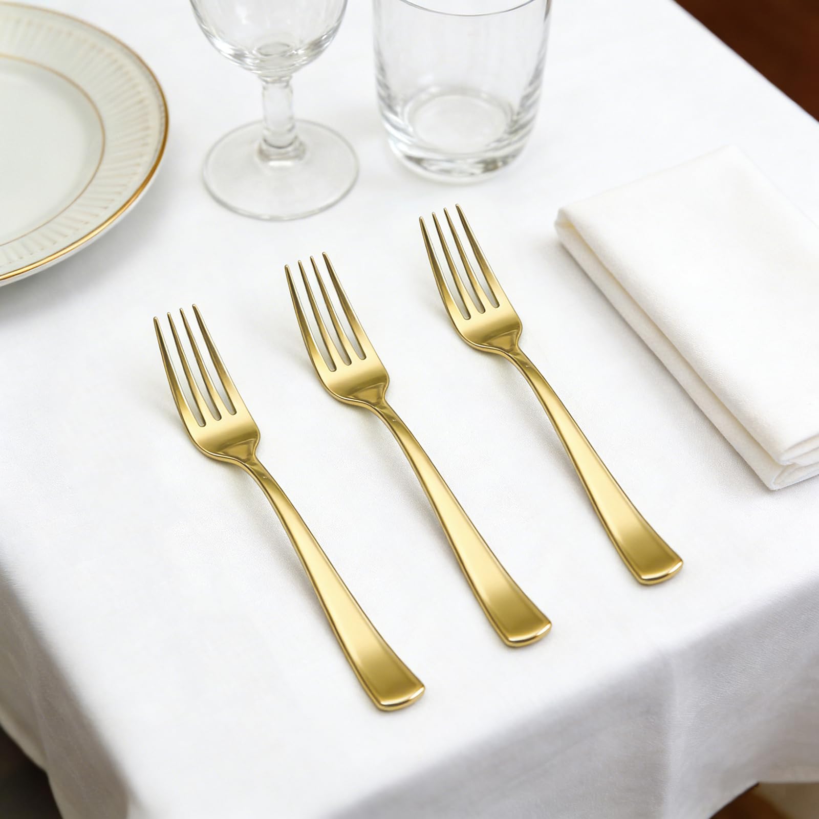 180 Count Gold Plastic Forks Heavy Duty, Disposable Plastic Silverware — Amazon image 7