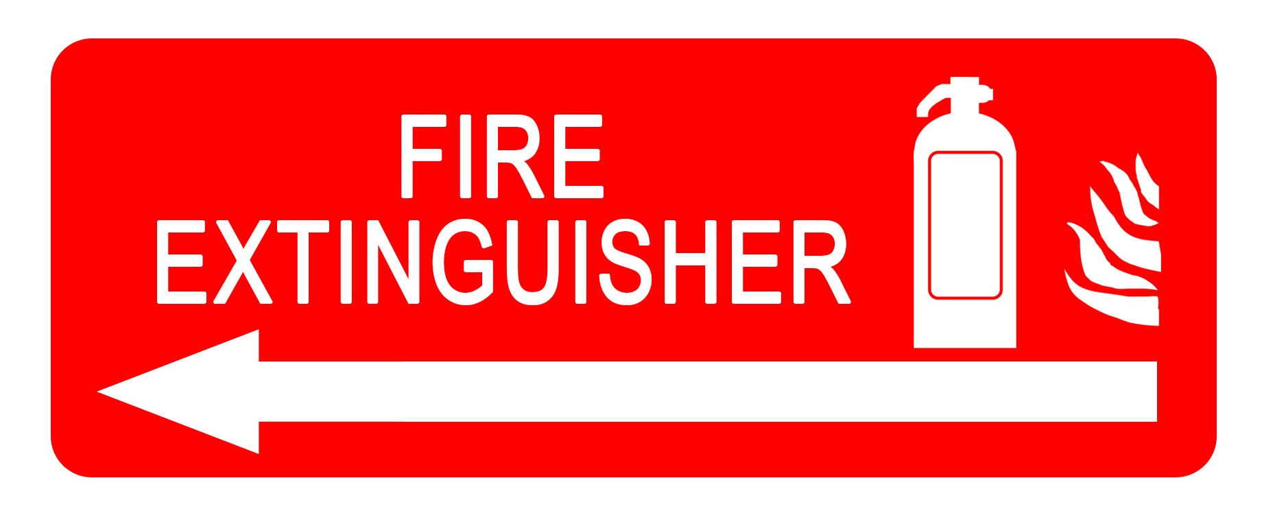 2 x Fire Extinguisher arrow left - Information Sign Removable Self Adhesive Waterproof Durable Vinyl Label Sticker 225mm x 106mm