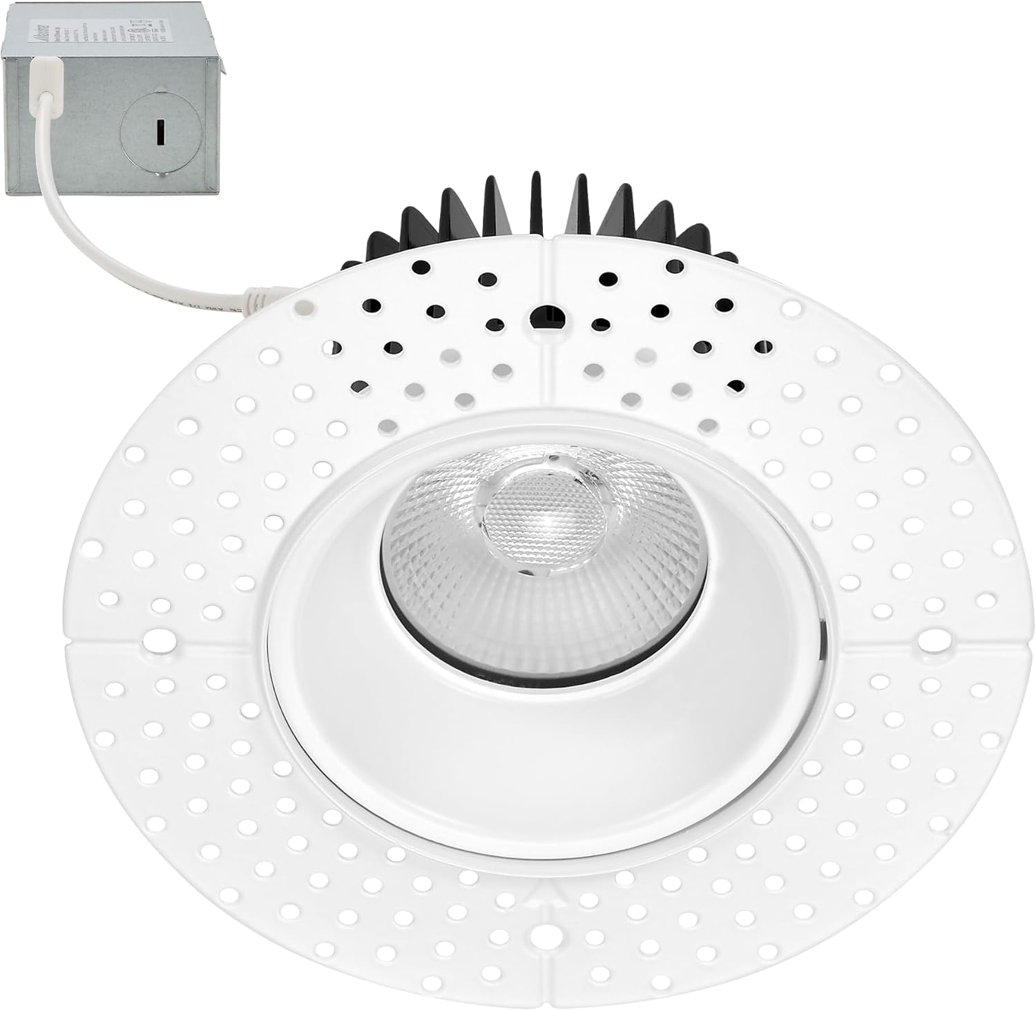 Maxxima 4 in. Trimless Low Kelvin Ultra-Thin Recessed Anti-Glare LED Downlight Canless IC Rated 1000 Lumens 5 Color Temperature Selectable 2200K/2400K/2700K/3000K/3500K Dimmable 90 CRI, 5 CCT, J-Box