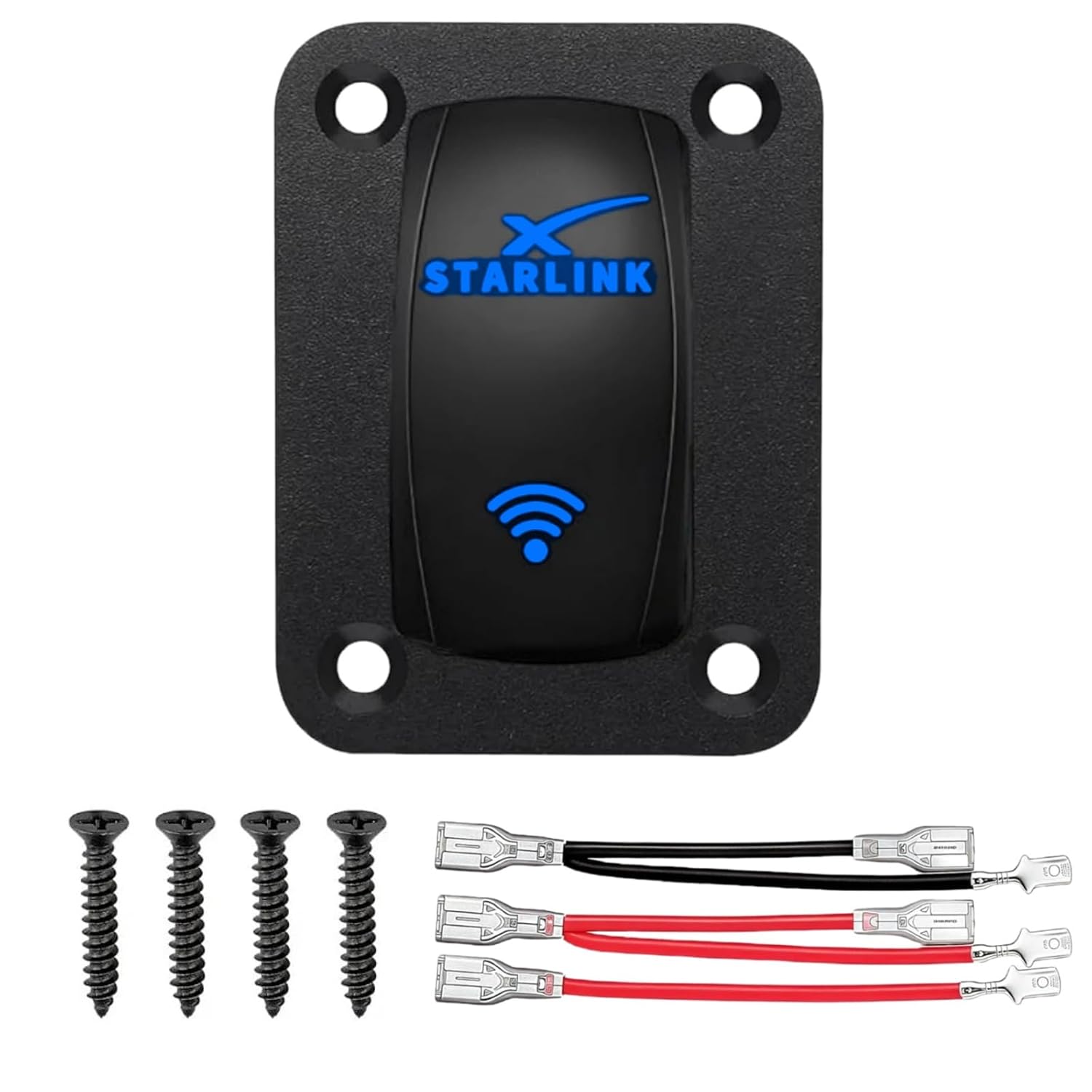 Starlink Rocker Switch Panel Compatible with Starlink Mini/GEN1/GEN2/GEN3, 12V/24V Waterproof SPST 5 Pin On/Off Toggle Switch, Satellite Dish Signal Control for RV, Boat, Truck, Car, Vehicles (Blue)