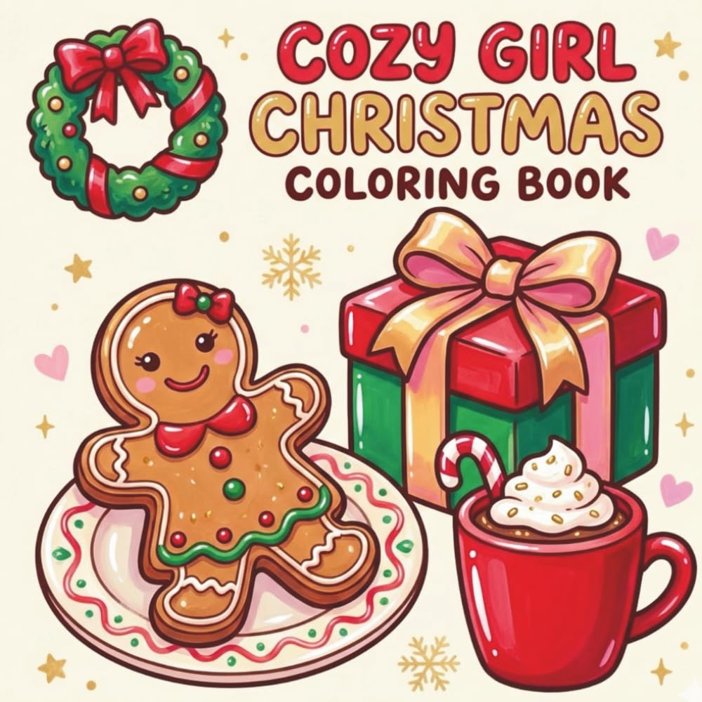 Cozy Girl Christmas Coloring Book: Bold and Easy Designs for Adults & Teens