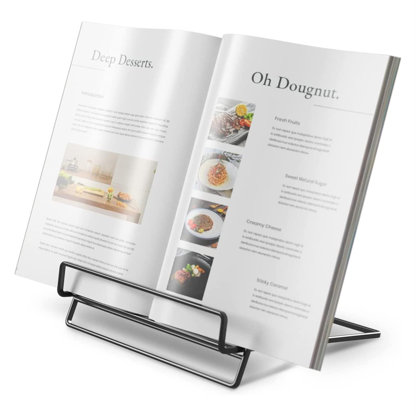 THE WHITE SHOPCookbook Stand Holder for Kitchen Counter, Recipe Book Stand for Reading Hands Free (Color : Black)