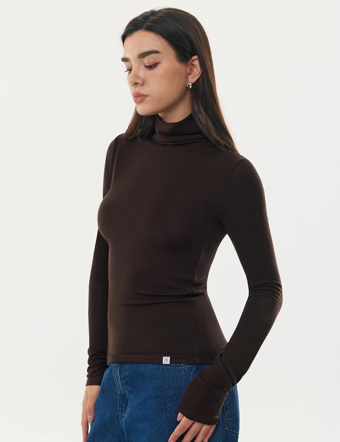 Women's Turtleneck Long Sleeve Merino Wool Blend Shirts Fitted Going Out Tops Basic Tees Cozy Embrace Collection - Image 2