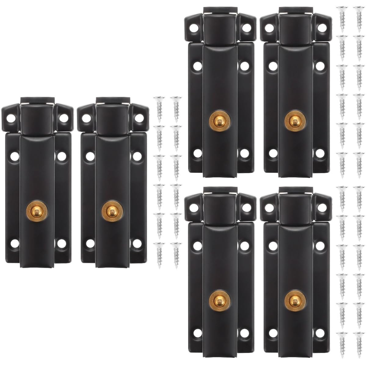 jojofuny 6pièces Loquet à Ressort Inoxydable Verrou De Porte Coulissant Système De Sécurité Pratique Avec Vis Finition Mat