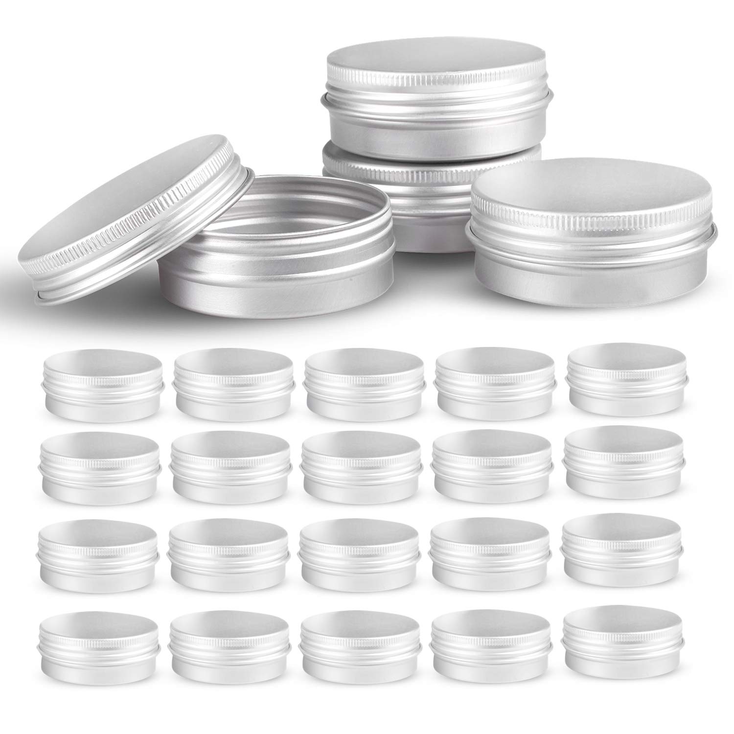 Round Silver Aluminum Metal Tin Storage Jar Containers