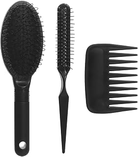 Obeoby 3Pcs Wig Brush Comb Set: Loop Detangling Brush, Wide-Tooth & Edge Combs for Synthetic Wigs & Hair Extensions